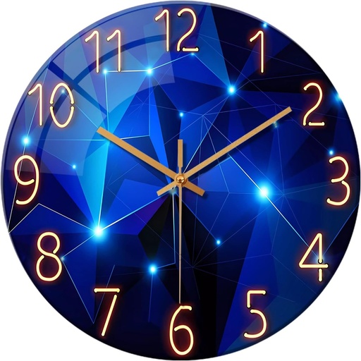Ceasuri de perete albastre, cu baterii, ceas de sticlă