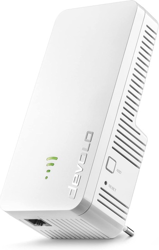 Repetor WiFi devolo WiFi 6 - Amplificator WiFi de până la 3.000 Mbps, 1 port Gigabit Ethernet, WiFi Mesh, Punct de acces, Alb
