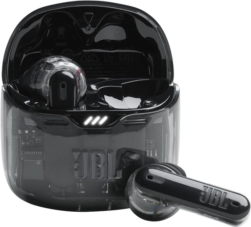 JBL Tune Flex Ghost, Căști intraauriculare wireless cu anulare adaptivă a zgomotului, Bluetooth, rezistente la apă și transpirație IPX4, aplicație JBL Headphones și 32 de ore de viață a bateriei, Black Ghost
