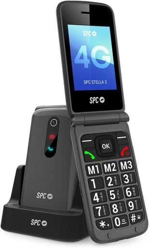 SPC Stella 3 - Telefon mobil pentru seniori, 4G, butoane mari, negru