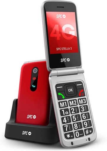 SPC Stella 3 - Telefon mobil pentru seniori, 4G, butoane mari, roșu