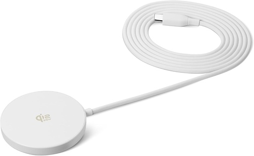 Încărcător wireless Amazon Basics de 25 W cu Qi2.2, compatibil cu MagSafe pentru iPhone 17/16/15/14/13/12, încărcare magnetică pentru smartphone-uri Android și Google, alb (adaptorul nu este inclus)