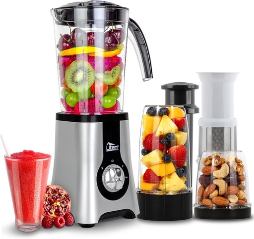 Uten Mini Blender Smoothie Maker, Blender Storcător 5 în 1, Blendere de Bucătărie, Mini Blender, Storcător pentru Smoothie-uri, Suc de Fructe și Legume, 22.000 RPM, 380W, Fără BPA