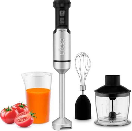 Blender cu imersie Ufesa Galaxy Max, putere 1500W, control 24 de viteze + TURBO, 4 lame de înaltă eficiență, design ergonomic și rezistent la stropire, accesorii incluse, fără BPA
