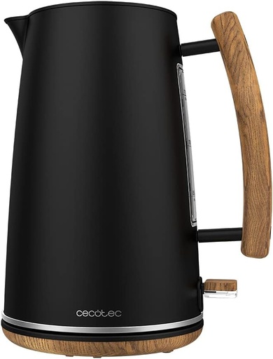 Fierbător electric Cecotec 400 Black Woody. 1,7 L, 3000 W, oțel inoxidabil, fără BPA, bază rotativă la 360°, filtru antic detașabil, sistem de siguranță.