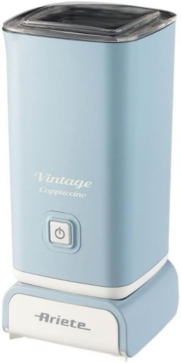 Ariete Cappuccinatore Vintage 2878, Spumator de lapte electric în stil retro pentru cappuccino și ciocolată caldă, Spumator de lapte electric pentru cappuccino în 2 minute, Capacitate 250 ml, Putere 500 W, Albastru deschis