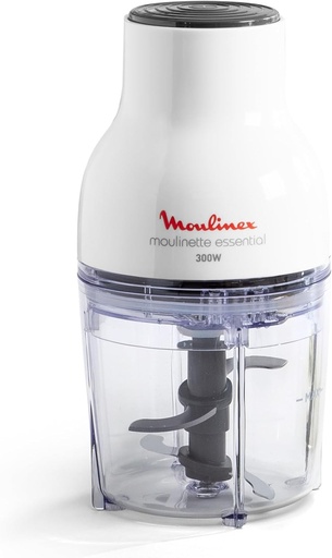 Moulinex DJ5201 Moulinette Essential, 4 lame ascuțite, toacă, mixează și toacă, tocător, capacitate recipient 400 ml, 300 W, alb