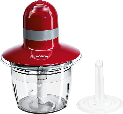 Tocător de alimente Bosch MMR08R2, 400 wați, lame din oțel inoxidabil, roșu
