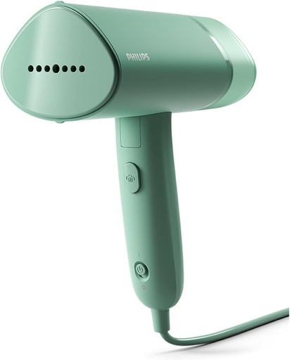 Aparat de călcat cu abur vertical Philips Series 3000 - 1000 W, abur 20 g/min, rezervor de apă detașabil 100 ml, talpă din plastic, verde (STH3010/70)