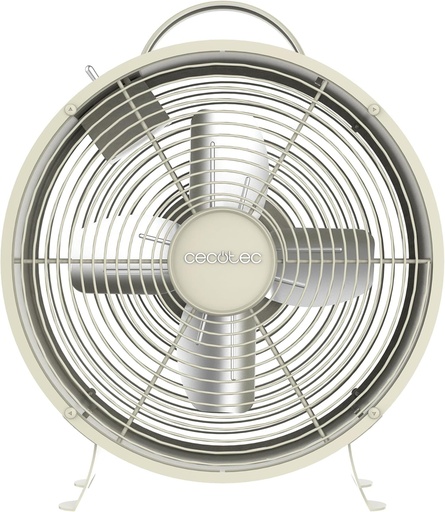 Ventilator de masă Cecotec - EnergySilence 400 RetroDesk, bej. 25 W, 8 inci, 4 palete aerodinamice, design minimalist, 2 viteze, bază robustă și stabilă.