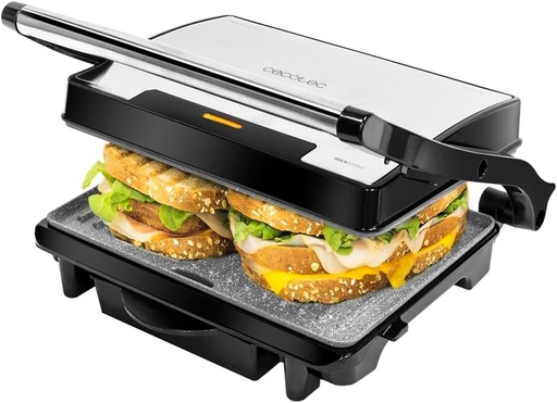 Grătar electric Cecotec Rock'Ngrill 1500 Rapid, 1500 W, acoperire Rockstone, placă superioară reglabilă pe înălțime, tavă de grăsime, acoperire ecologică, 17,3 x 24,5 cm