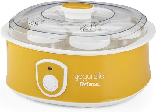 Ariete 617 Yogurella - Aparat electric de iaurt - 7 borcane de sticlă - 1,3 kg de iaurt de casă - 20 wați - Alb și galben