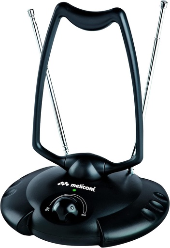 Antena TV amplificată de interior Meliconi AT 380 USB recepționează semnale digitale terestre și este pregătită pentru noile semnale DVB-T2. Se alimentează printr-un cablu USB.