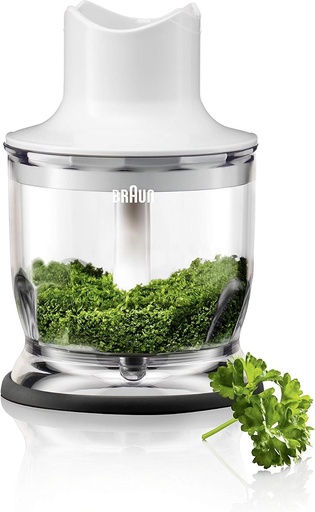 Braun MQ20 ​​​​- Accesoriu pentru mini tocator MultiQuick, sistem EasyClick, lamă din oțel inoxidabil, lavabil în mașina de spălat vase, fără BPA, 350 ml, alb