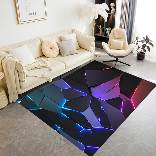 JynxtoyZeal Covoare 3D Esports Neon Line Gaming Mat, Covoare pentru Living și Dormitor, Covoare Lavabile Antiderapante - (23,62 × 31,50 inci)