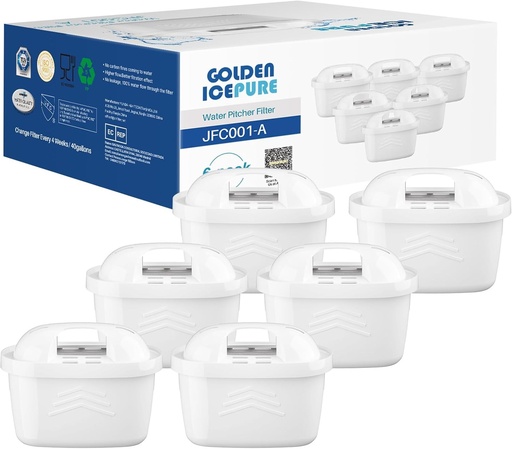 Filtru pentru fierbător GOLDEN ICEPURE compatibil cu Brita Maxtra+, Maxtra Plus, Mavea, Anna Duomax, 6 bucăți