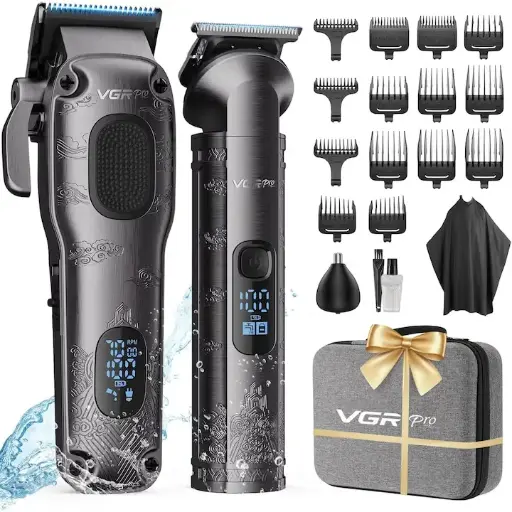 VGRPRO, V-007 si V-109 – aparat profesional de tuns pentru barbati, fara fir, masina de tuns profesionala, set de tuns pentru barbati, aparat electric de tuns cu cutie de ambalaj