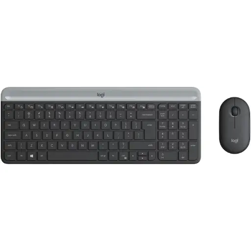 Kit tastatură si mouse wireless Logitech MK470, Slim, Negru Grafit