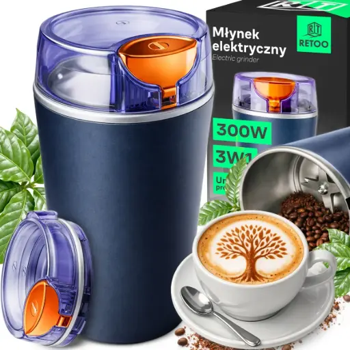 [E657] Râșniță electrică 300 W pentru cafea, nuci și condimente, cu lame din oțel inoxidabil