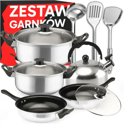 Set de oale și accesorii de bucătărie 11 buc. cratiță cu inducție pe gaz