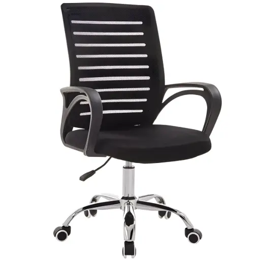 [O236] Scaun de birou, pivotant, scaun de birou ventilat din plasă, negru, 150 kg
