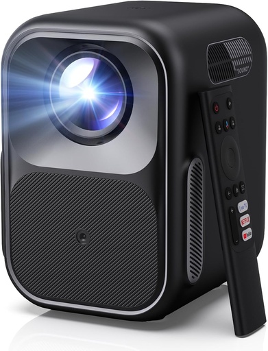 Mini proiector WEMAX cu Google TV și Netflix oficial, proiector inteligent Full HD 1080P nativ, 300 ISO lumeni, focalizare automată și corecție trapezoidală, HDR10, Dolby Audio, proiector Wi-Fi Bluetooth pentru Home Cinema și utilizare în exterior
