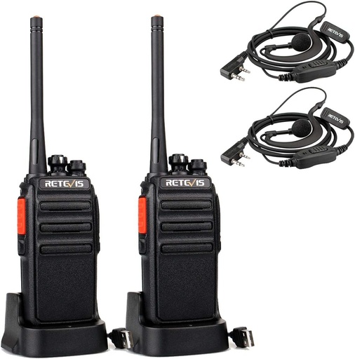 Retevis RT24V Radio walkie-talkie Freenet Radiouri 149MHz fără licență 6 canale 500 mW VOX Izolator de zgomot USB Încărcător walkie-talkie cu căști (1 pereche, negru)