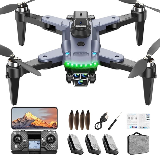 Drona HYTOBP S166 cu cameră 4K pentru adulți, dronă GPS cu 3 camere/baterii, quadcopter RC cu motor fără perii, revenire automată, revenire baterie descărcată