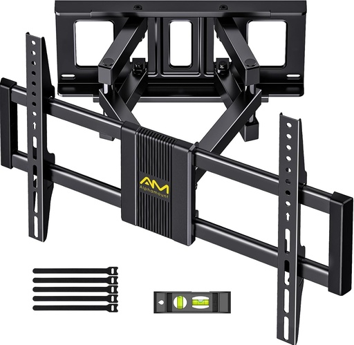 Suport TV de perete pentru majoritatea televizoarelor LED și OLED 4K de 37 până la 75 de inci, cu o greutate de până la 45 kg, suport TV cu brațe articulate duble, pivotant, extensibil și înclinabil, suport TV de perete cu VESA maxim 600x400 mm