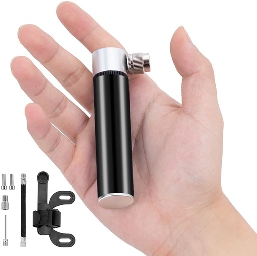 Pompă de bicicletă mini portabilă Kardne, aluminiu, 120 PSI, pentru valve Presta și Schrader, include furtun și ace de gaz