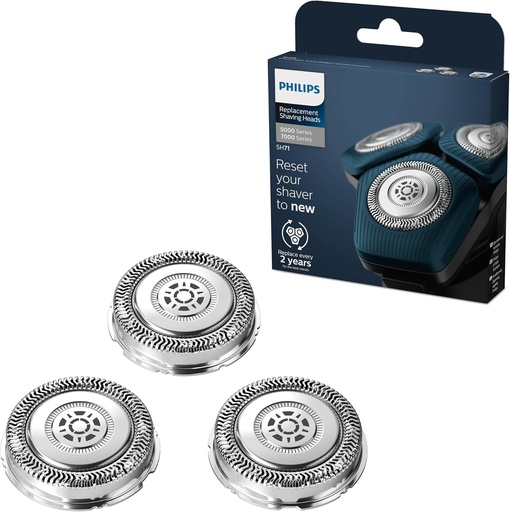 Capete de ras Philips SH71/50 compatibile cu aparatele de ras Philips seria 7000 (S7XXX) și seria 5000 (S55XX), înlocuiesc RQ12/70, RQ12/60, SH60/70 și SH70/70