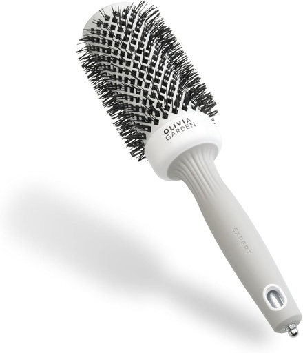 Olivia Garden Expert Blowout Shine – Alb și Gri - 45 - Perie rotundă cu înveliș ceramic pentru o coafare fină, păr fără electrizare și strălucire radiantă