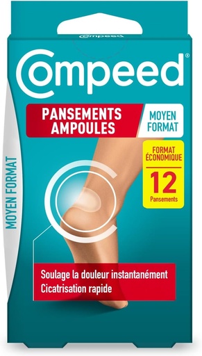 Compeed - 6 Plasturi hidrocoloizi pentru bătături - Efect de a doua piele - Vindecare rapidă - Dimensiune medie (6,8 x 4,2 cm)