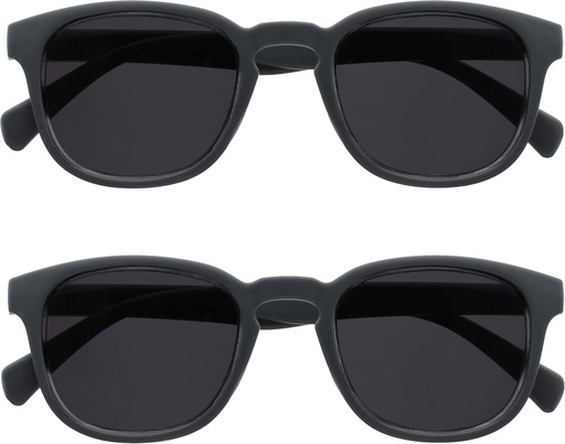 Ochelari de soare OPULIZE POP Classic pentru citit, pentru femei și bărbați, lentile colorate cu protecție UV400, ramă rotundă groasă rezistentă la zgârieturi cu balamale cu arc, gri mat +3,50 (pachet de 2)