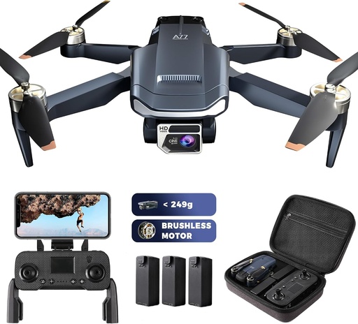 Dronă de supraviețuire cu motor fără perii, rază lungă de acțiune de 800 de metri, cu timp de zbor super lung de 84 de minute, cameră 4K HD, quadcopter CHUBORY A77 WiFi, urmărire automată, planare automată (3 baterii)