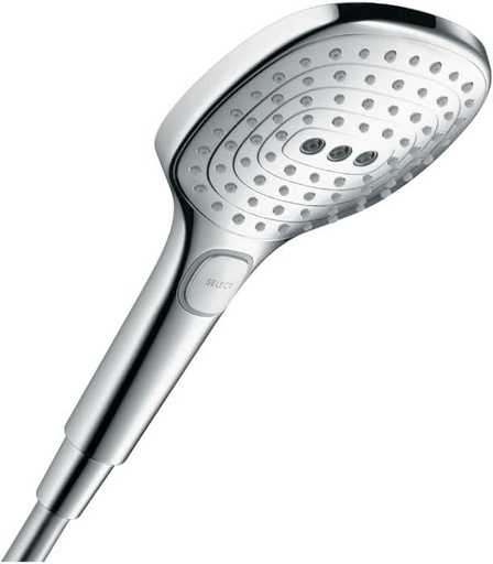 hansgrohe Raindance Select E - cap de duș, duș manual pătrat (120 x 120 mm) cu 3 pulverizări, cu funcție anticalcar, cromat, 26520000