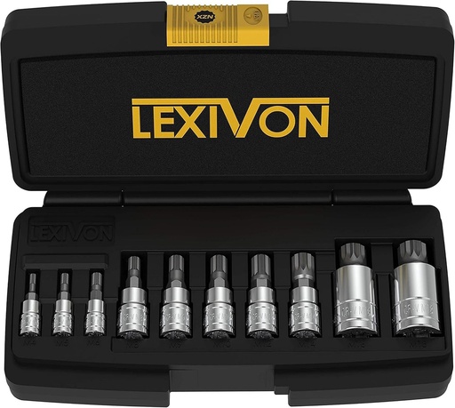 Set chei tubulare cu canelură pătrată triplă LEXIVON XZN, 10 piese (LX-145)