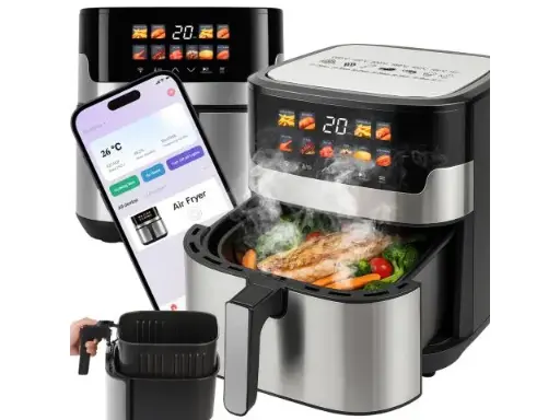 [OR1293] Friteuză cu aer cald de 6,5 litri, Airfryer 2200 W, 10 în 1, friteuză cu aer cald, control prin WiFi, coșuri rezistente la mașina de spălat vase, grill, coacere, menținere la cald