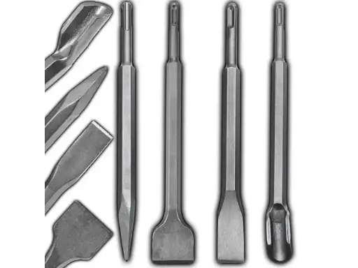 [OR1280] Set de burghie și dălți din metal robust, 4 piese, ciocan demolator, SDS-Plus, cu daltă cu vârf, daltă plată, daltă spatulă pentru beton
