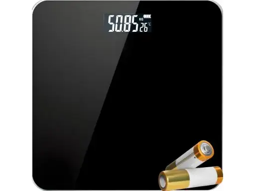 [O202] Cântar digital pentru persoane cu tehnologie Step-On, senzori de înaltă precizie, cântar din sticlă, afișaj LCD, până la 180 kg, gradație de 100 g, cântar de greutate în kg și lbs, negru