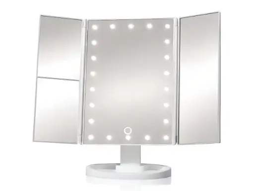 Oglindă LED pentru cosmetică, oglindă de machiaj pliabilă, iluminată, mărire 2X și 3X, oglindă de masă