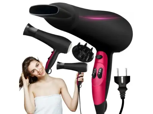 Uscător de păr cu ionizare, cu duze pentru styling și difuzor, viteze de suflare, styling pentru păr, trepte de temperatură, aer rece, 2 moduri, 2200 W
