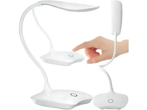 [E007] Lampă de birou LED, lampă de masă cu touch, lampă de birou reglabilă cu 3 niveluri de luminozitate, corp de iluminat pentru birou, niveluri de luminozitate, lampă de noptieră, pentru citit, alb