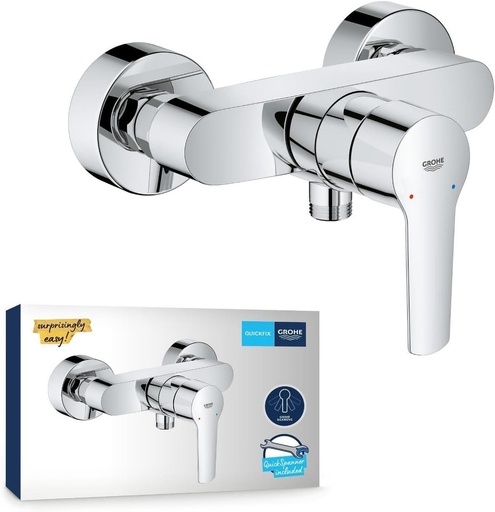 GROHE Start, baterie duș expusă, cu unealtă (baterie duș, sigură intrinsec împotriva refluxului, baterie duș cu manetă metalică, suprafață durabilă), cromat, 24208002