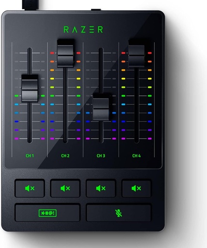 Razer Audio Mixer: Mixer „All in One” pentru streaming/emisie – Design cu 4 canale – Preamplificator XLR – Setări vocale și procesare audio integrate – Conectivitate USB – Plug & Play – Chroma RGB