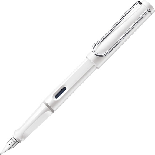 Pix alb Lamy Safari - stilou cu maner ergonomic si varf de otel lustruit cu latime de linie EF - plastic robust ASA - incl. cartus de cerneala T 10 albastru - dreptaci 