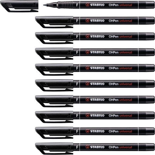 STABILO - Marcator - OHPen universal - permanent fin - pachet de 10 - negru 