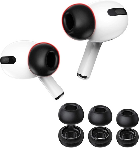 Căști cu memorie pentru AirPods Pro generația 1 și 2, 3 perechi, asortate S/M/L, fixare sigură, negru