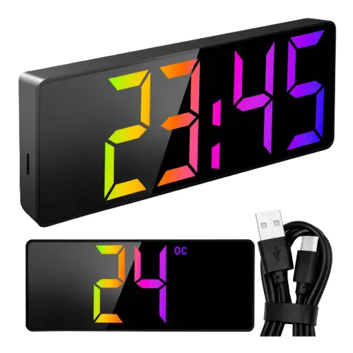 [00027743] Ceas deșteptător LED colorat Izoxis 