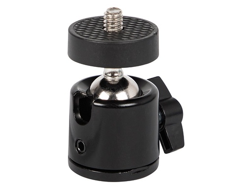 [79-191] Mini cap cu bilă rotativ 360°, cu filet 1/4 inch și orificiu 1/4 inch, pentru camere și trepiede
